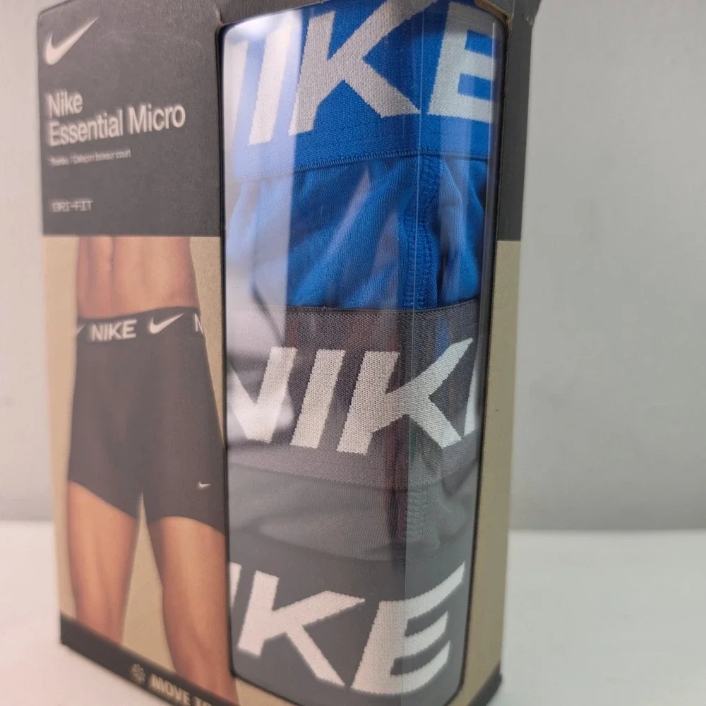 Nike Essential Micro Dri-FIT Trunk Boxer Briefs 3-Pack Blue Gray Black XL